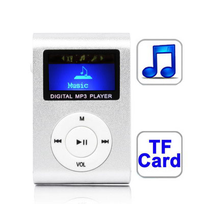 TF (Micro SD) Card Slot MP3 Player with Metal Clip (Silver)